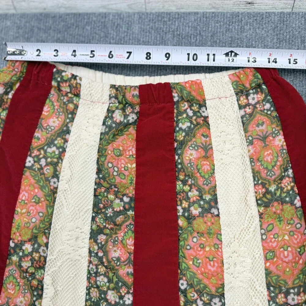 VTG 70s Chessa Davis Velvet Lace Cottagecore Prairie Maxi Skirt Holiday Size M? - Picture 11 of 15